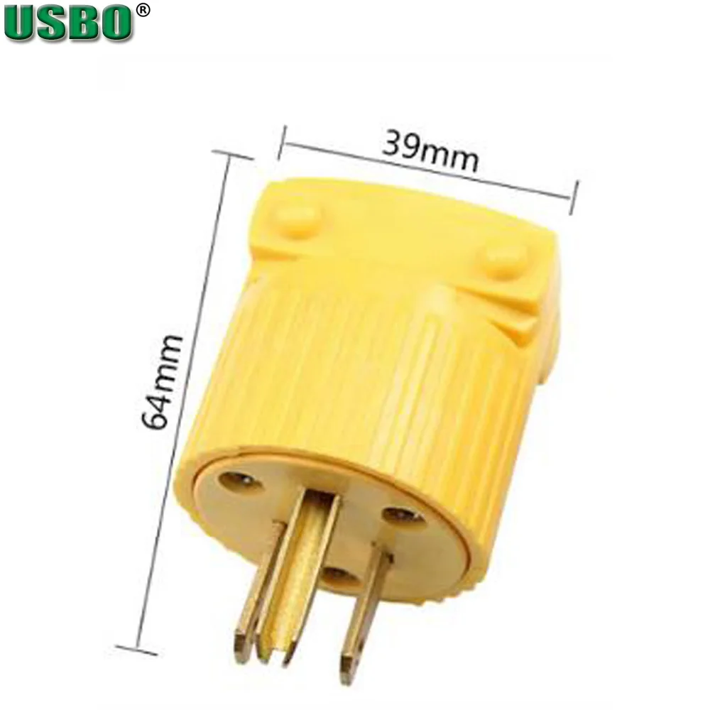 1 Stück Gelb-Schwarzer Amerikanischer 15A NEMA 5-15P 6-15P US Industrie-Verdrahtungsstecker, Abnehmbarer Steckverbinder mit Verriegelung, Netzkabelstecker 125V – Detail 8