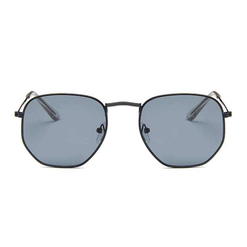 Hexagon Black Sunglasses Woman Brand Designer Small Square Sunglases Man Metal Frame Driving Fishing Sun Glasses Female