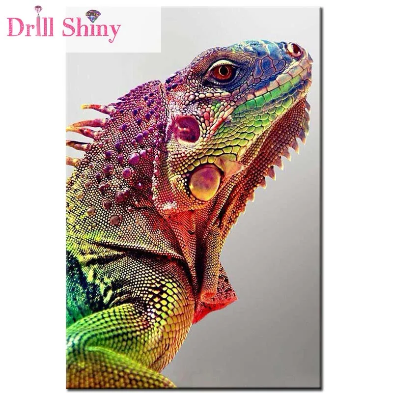 Drill Shiny Colored lizard Diamond Painting  animal full Diamond square  Mosaic Cross Stitch Embroidery home decoration gift