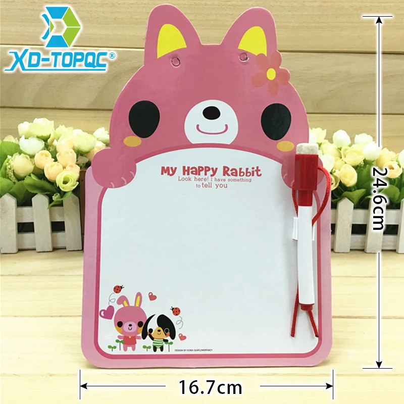 XINDI 24.6*16.7cm Kids Whiteboard Animal One Piece Cartoon Dry Wipe Cardboard Drawing Kid White Board Cute Hanging With Pen WB66