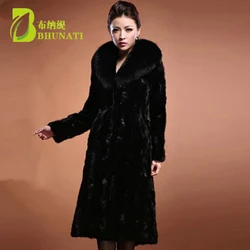 Women's winter jacket Fur Coat Long Outwear Faux Rabbit Fur  Faux Fox Fur Collar Warm fashion Clothing Plus Size Overcoat female