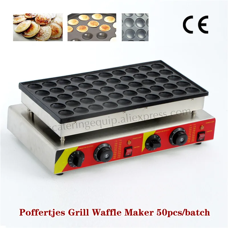 Electric 50pcs Poffertjes Machine Stainless Steel Poffertjes Waffle Maker Dutch Mini Pancakes Baker 220V 110V