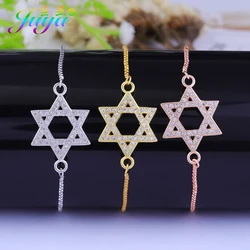 DIY Craft Jewelry Charm Bracelets Micro Pave Zircon Star Of David Bracelets For Women Girls Adjustable Chain Judaism Bracelets