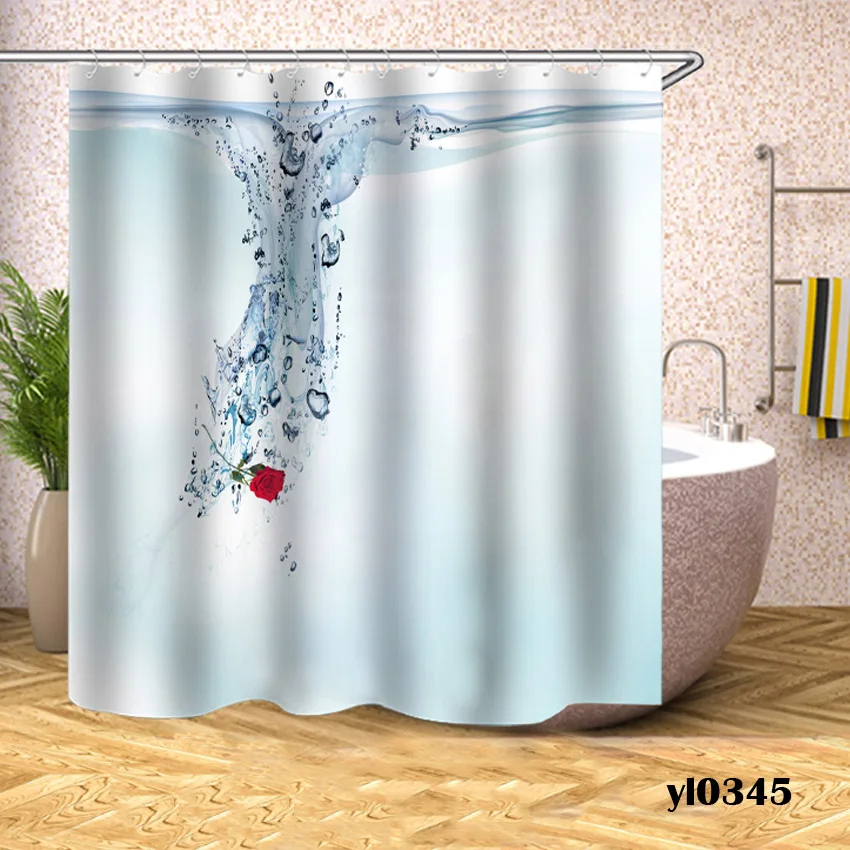 Rose Shower Curtains Waterproof Flowers Bath Curtains Home For Bathroom Bathtub Large Wide Bathing Cover Hotel Tenda Da Doccia