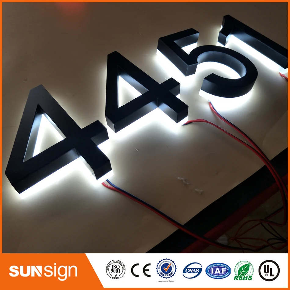 H 35cm Custom metal signs led backlit signs embossed metal letters and numbers