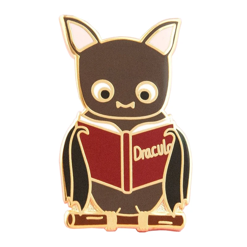 Pin esmaltado de Drácula, broche divertido para libro de lectura, insignia de literatura gótica, decoración bonita para bolso y chaqueta