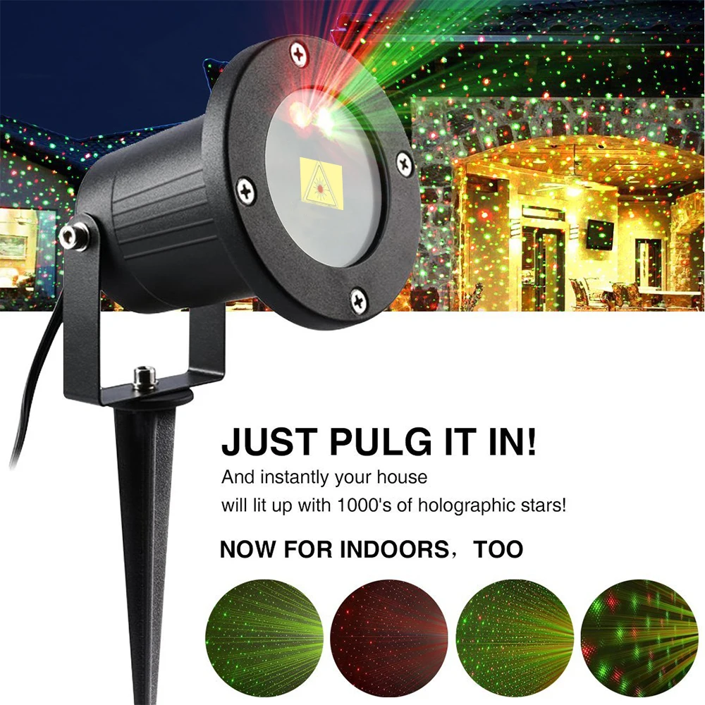 Outdoor Waterproof LED Laser Star Light Projector Showers Christmas Garden Landscape Lighting Red Green Mix Star Laser Light