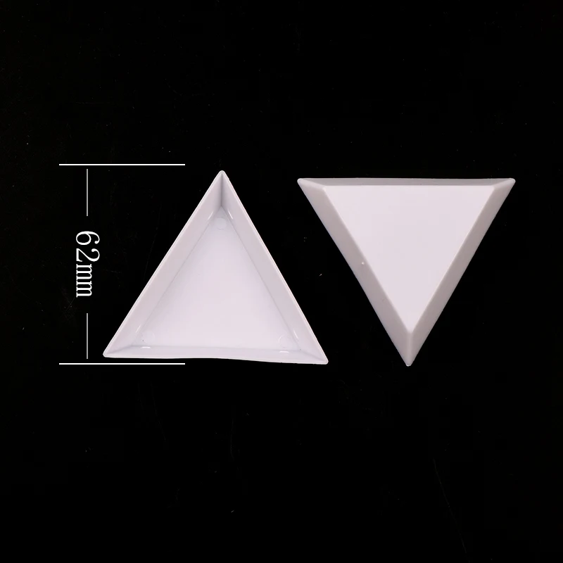 10 Pcs/Lot 63mm DIY Storage Packing Box Plastic Acrylic Triangle Plate Nail Art Rhinestone Tray Tool