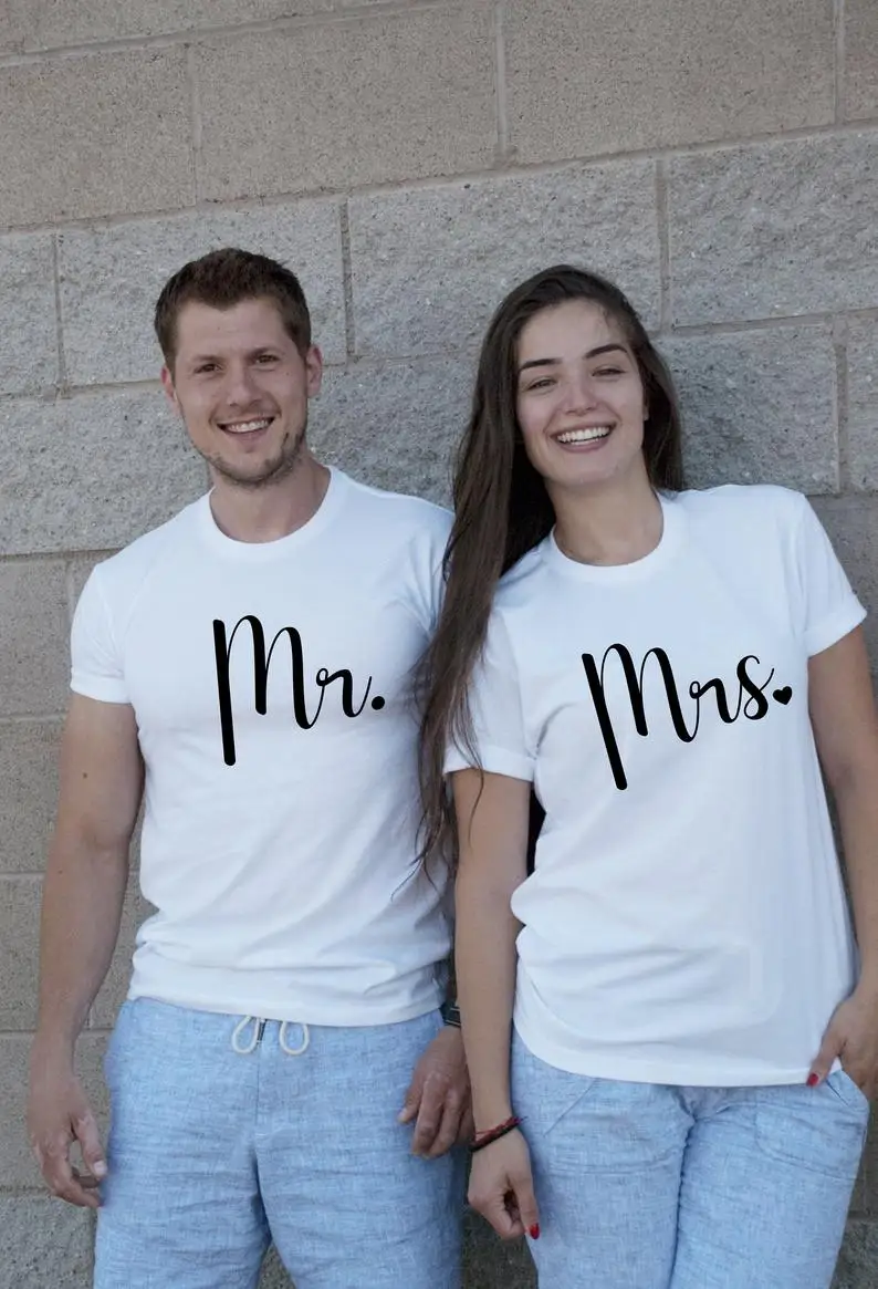 

Skuggnas New Arrival Mr and Mrs Shirts Bride and Groom Wedding and Honeymoon T-shirt Couple's t shirts Drop Shipping