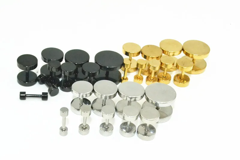 100pcs  Stainless Steel Body jewelry Ear Stud Fake Ear Plugs Cheat Tunnels Illussion Plugs  Free Shippment