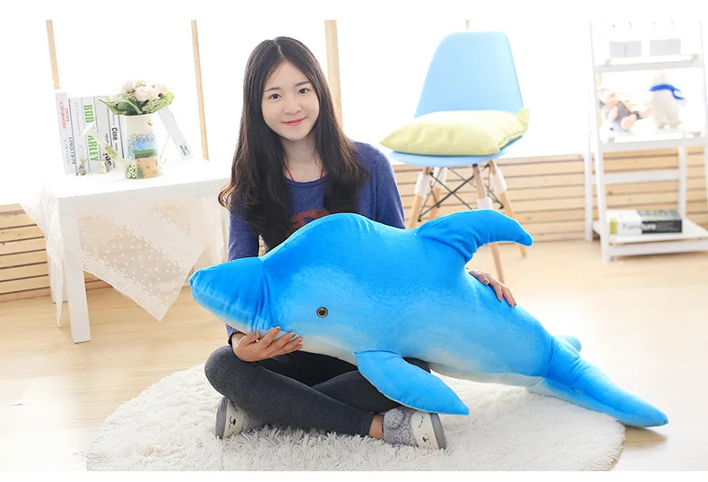 middle plush blue dolphin toy new creative high quality dolphin doll gift about 85cm