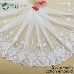 23cm di larghezza cotone ricamo pizzo cucito nastro Guipure trim tessuto ordito lavoro a maglia abito da sposa fai da te accessori per l'abbigliamento #3610