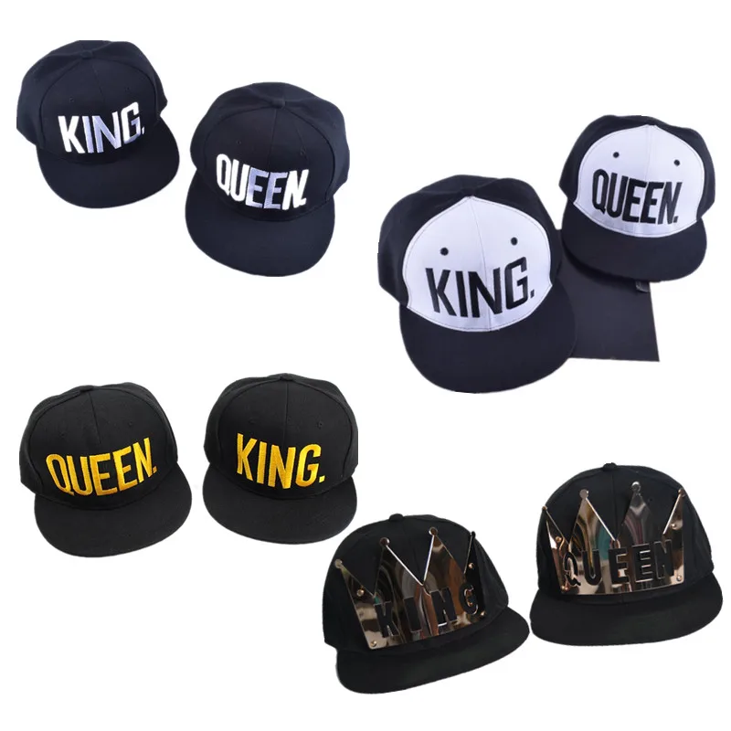 2 قطعة الكثير الملك الملكة التطريز Snapback قبعة زوجين عشاق الهدايا قبعة بيسبول الرجال النساء القطن الهيب هوب الزفاف قبعات الحفلات YG167 #3