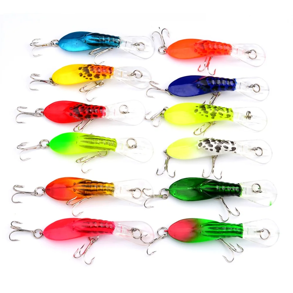 HiUmi 12 pcs Simulation shrimp Carp Fishing lure Fishing webblers 7cm 4g Hard bait Minnow iscas artificiais para pesca Crankbait