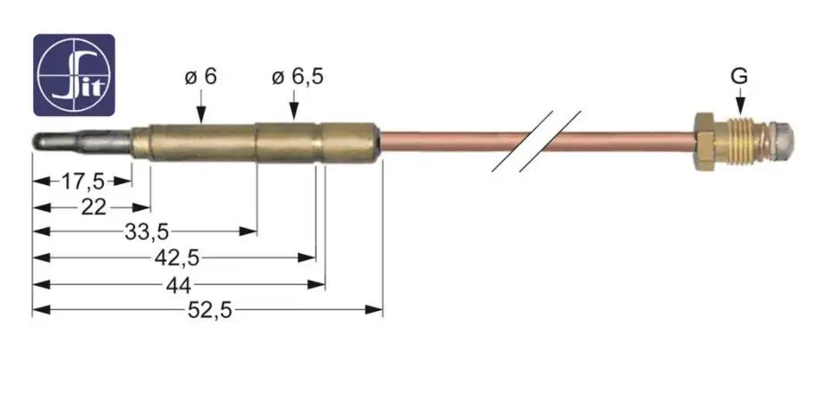 SIT Thermoelement Lange 1500mm Steckhulse  6,0(6,5)mm