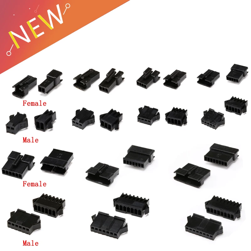 10Pair SM 2.54mm Pitch 2 3 4 5 6 7 8 Pin JST SM-2/3/4/5Y Male & Female Head Plug Housing Pin Header Crimp Terminals Connector