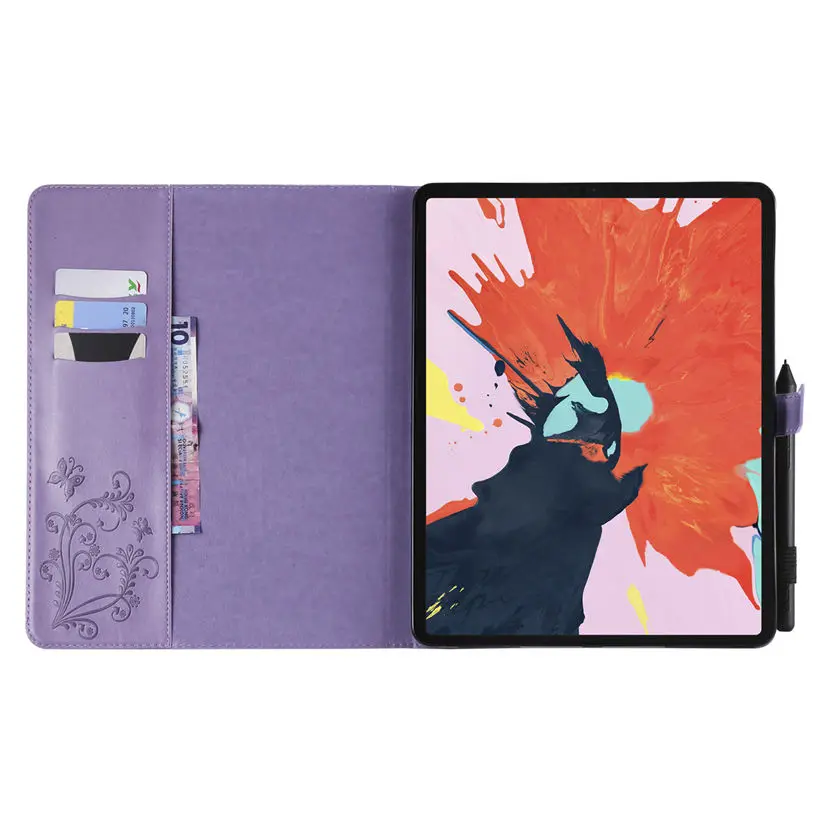 Imagem -03 - para Ipad Pro 12.9 2023 Capa Funda Tablet para Ipad Pro 12.9 A1876 A2014 A1895 A1983 Borboleta Padrão em Relevo Mais Filme Caneta Case