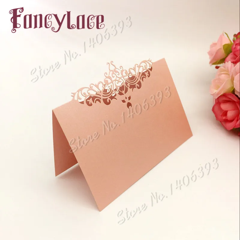 

50pcs Laser Cut Lace Vine Crown Table Name Cards Place Cards Paper Wedding Party Table Decoration Wedding Favors Decoration