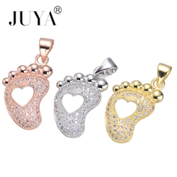 JUYA Cubic Zirconia Bicycle Baby Foot Charms Pendants DIY Handmade Jewelry Findings Accessories For Necklace Bracelet Making