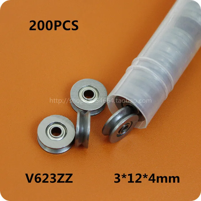 

200pcs/lot V623ZZ 623VV 3x12x4 V groove track roller wheel ball bearings 3*12*4 mm embroidery machine pulley