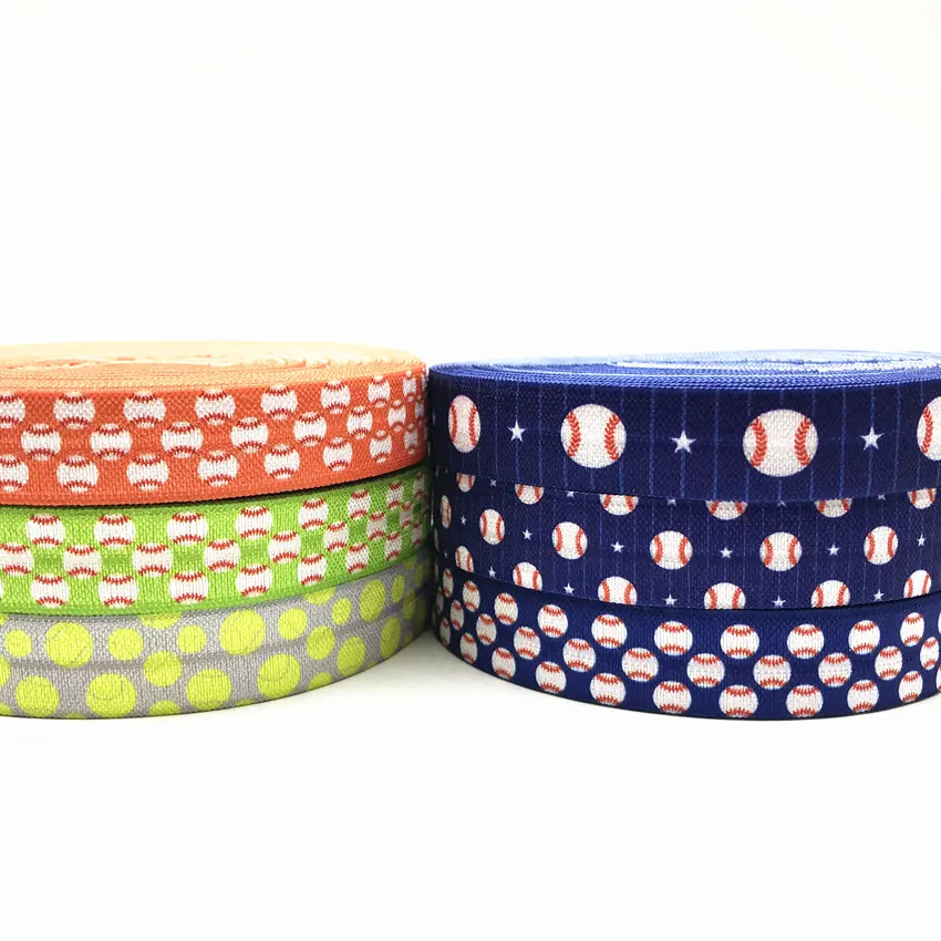 16mm Football Softball Volleyball Tennis Printed Elastic Band For Exercise FOE DIY Headband Sewing Dree Decoration Accessory 10Y