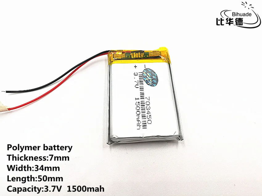 

10pcs/lot Good Qulity 3.7V,1500mAH,703450 Polymer lithium ion / Li-ion battery for TOY,POWER BANK,GPS,mp3,mp4