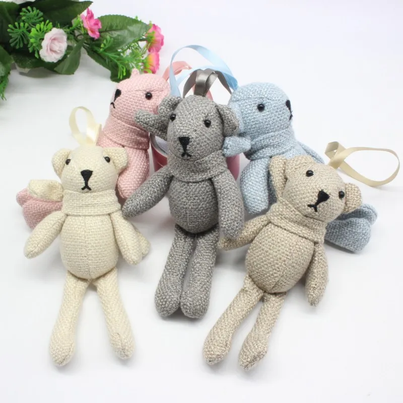 16cm Plush Toys linen Teddy Bear Rabbit Soft Stuffed Animal Toys Small Pendant By Phone Bags Keychain Gifts For Wedding