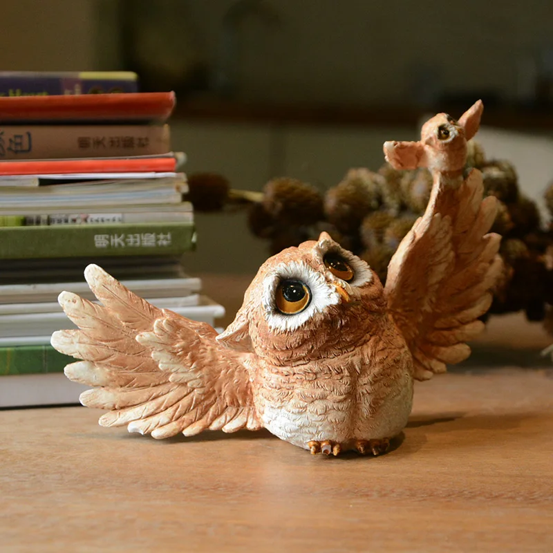 Owl Realistic Animal Figurine Scarecrow Decoration Home Lawn Moss Decor Ornaments Art Sculpture Garden Statue Children Gift