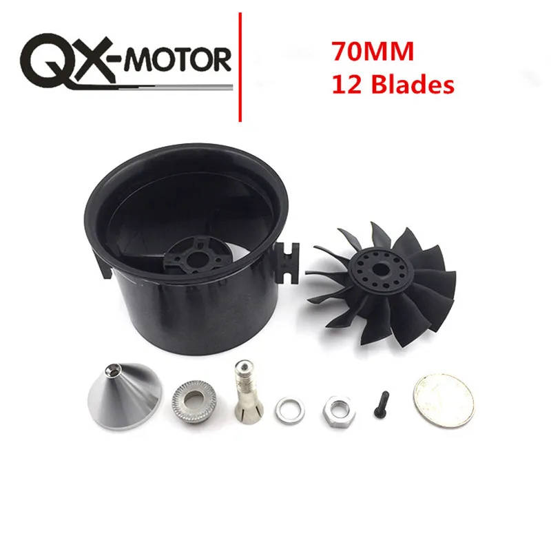 QX-Motor 70mm Electronic Ducted Fan 12 Blades EDF With 2827 KV2600 Brushless Motor and 80A esc For RC Drone Model Parts