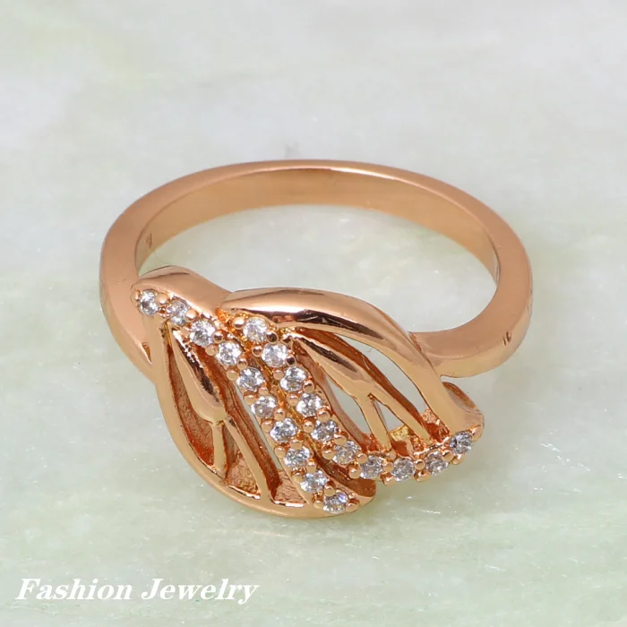 Garilina Christmas Tree Shaped Rings Top Quality Rose Gold Plated White Cubic Zirconia Ring Fashion Jewelry Rings Size 5.5 -7.5