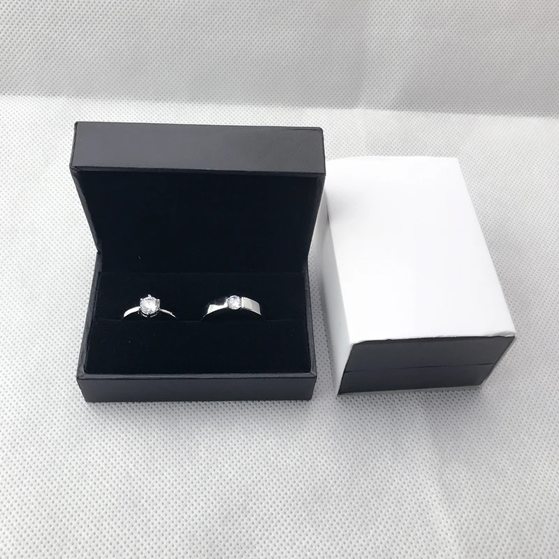 Quality Engagement Wedding Couple Ring Box Black Brown PU Leather Jewelry Rings Packaging Box Gift Box Earring Stud Storage Case