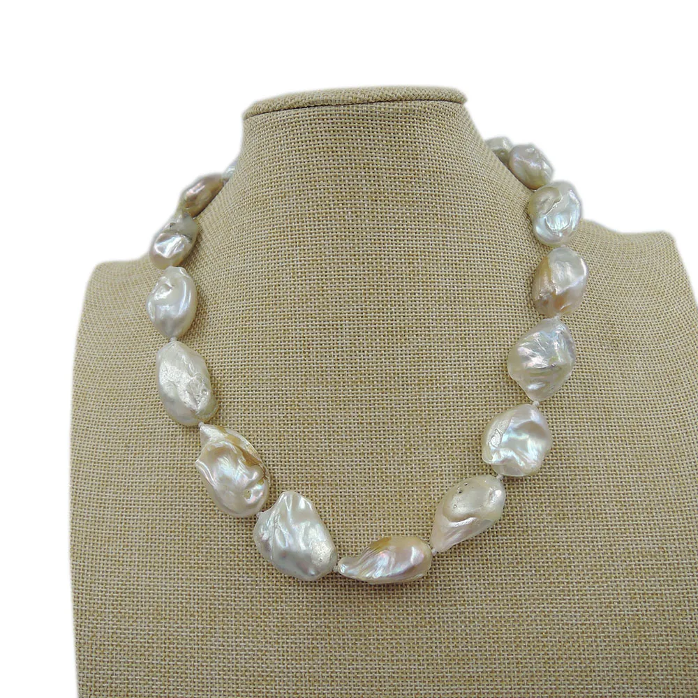 100%  NATURE FRESHWATER Baroque PEARL NECKLACE-good quality