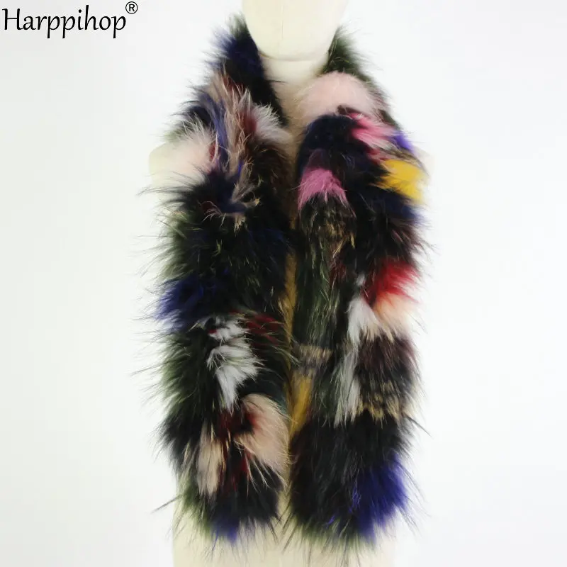 2024 New Women Genuine knitted Fox Fur scarf Real Fur collar Winter Warm Neck Warmers  silver fox  mixed color scarf 130cm