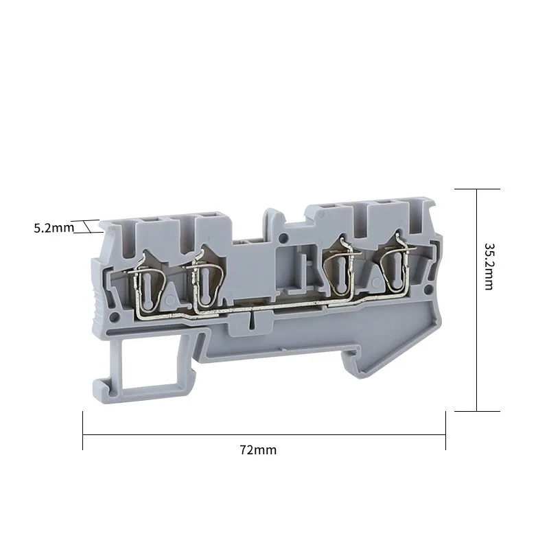 10pcs ST 2.5-QUATTRO  Type Din Rail 4 Contacts Spring-cage Quick Connector Ground Modular Terminal Block