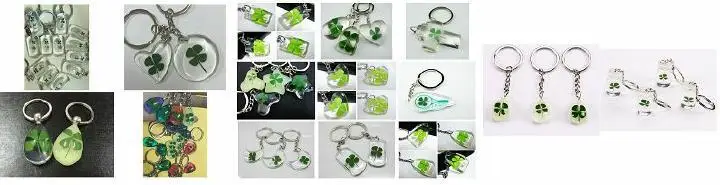 36 pcs real shamrock jewelry cool natural four leaf clover mix style keychain