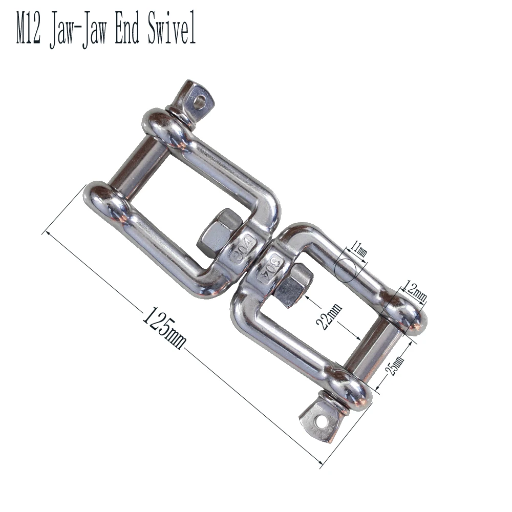 Heavy Duty Stainless Jaw and Jaw Swivel Marine SS304 Jaw-Jaw Type Swivel Anchor Chain Connector Shackle 3pcs 12mm