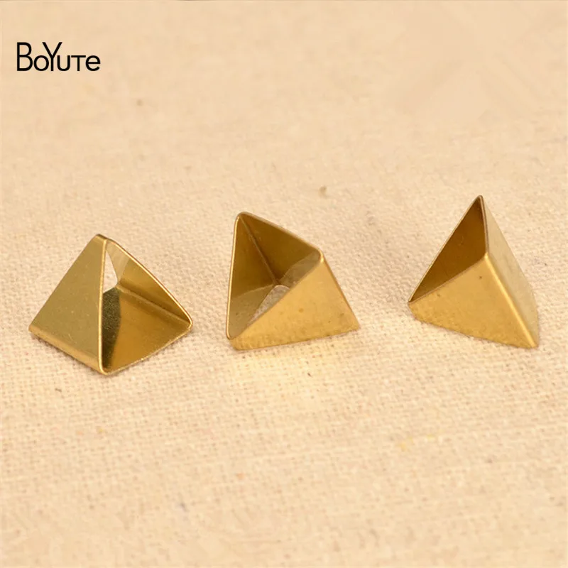 BoYuTe (100 Pieces/Lot) 12*12*11mm Metal Brass Triangle Tube Diy Jewelry Accessories Handmade Materials