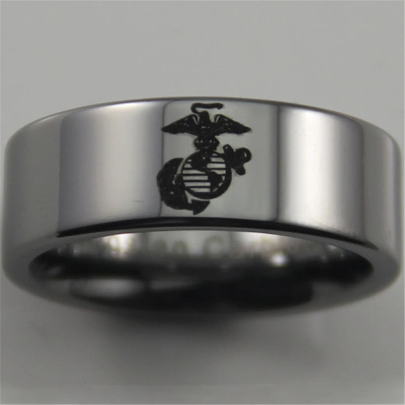 Free Shipping USA UK Canada Russia Brazil Hot Sales 8MM Silver Pipe Comfort Fit US Military Design Men's Tungsten Wedding Ring