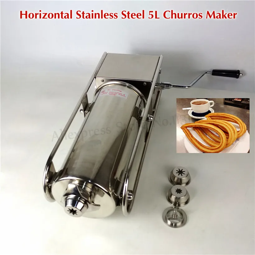 Horizontal 5Liters Sausage Stuffer Stainless Steel Salami Filling Machine Spanish Churros Maker Sausage Meat Filler