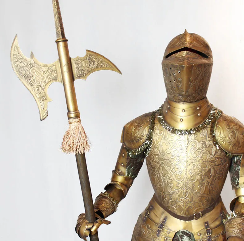 Decorative medieval armor / European craft ornaments / decorations in the lobby bar and restaurant