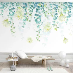 Custom Wallpaper 3D Leaves Nordic Style Photo Wall Murals Living Room TV Sofa Bedroom Home Decor Wall Paper 3D Wall Stickers