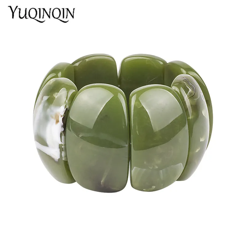 Classic Resin Cuff Fashion Big Bracelets Bangles for Women Stretch Acrylic Wide Geometric Bracelets Female Charm Simple Jewelry - view 3