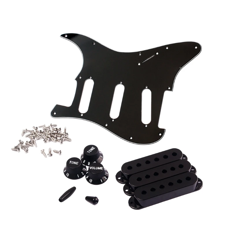 1set SSS Electric Guitar Pickguard guard Back Plate Pickup Cover Knobs Tips For St Sq Parts Guitar accessory tools ﻿