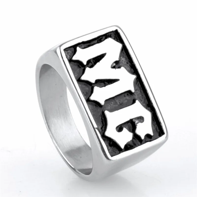 Stainless steel rock rings MC Men\'s gothic titanium steel letters restoring ancient ways ring