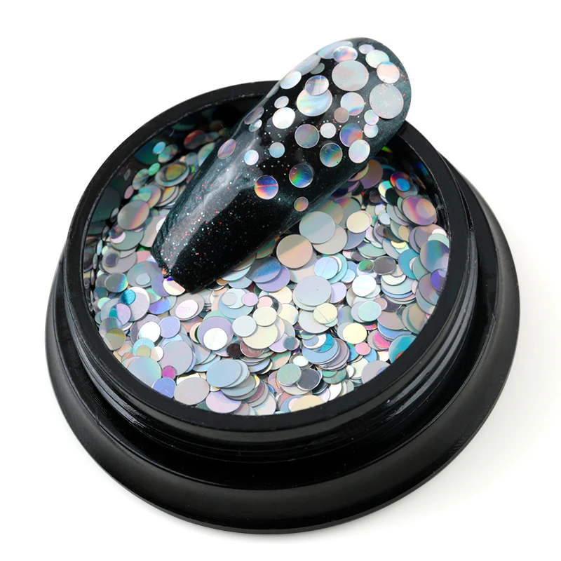 1 Box Mixed Size Round Ultrathin Sequins Nail Art Glitter Colorful Laser DIY Glitter Manicure Nail Art Decoration