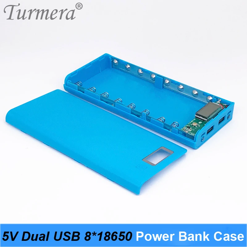 5V Dual USB 8*18650 Power Bank แบตเตอรี่กล่องชาร์จโทรศัพท์มือถือ DIY กรณีเชลล์แนะนํา NCR18650B HG2 18650 แบตเตอรี่ DIY