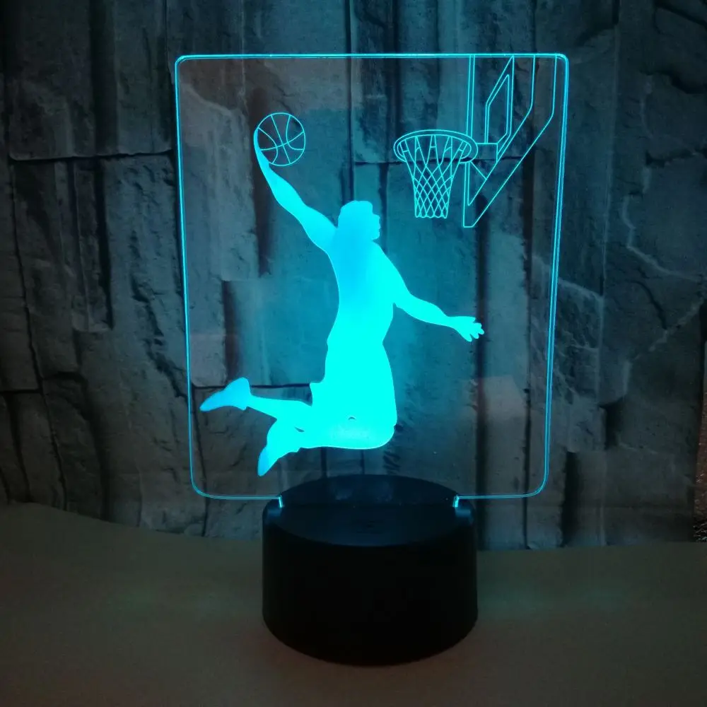 

New Shooting Basketball 3d Night Light Lovely 7 color change 3D Lamp Christmas gift for baby room lights