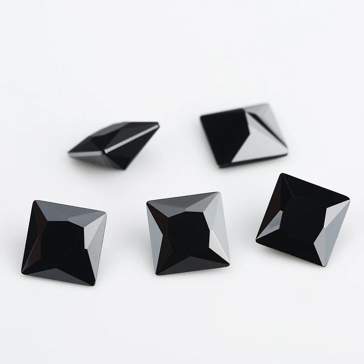 50PCS 1.5x1.5~15x15mm Square Shape Loose CZ Stone Black AAAAA Cubic zirconia Synthetic stone For Jewelry DIY  Gems Stone