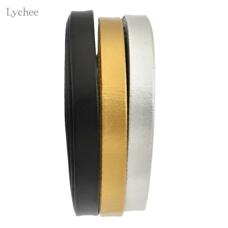 Lychee Life 5m Solid Color PU Leather Ribbon DIY Handmade Chocker Necklace Material Apparel Sewing Crafts Accessories