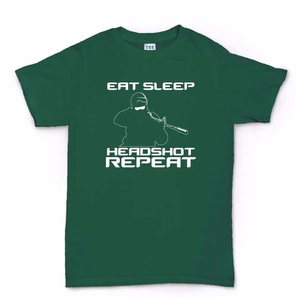 2019 Newest Fashion Eat Sleep Headshot Repeat American Snipers AR-15 AK47 T Shirt O-Neck Hipster Tshirts